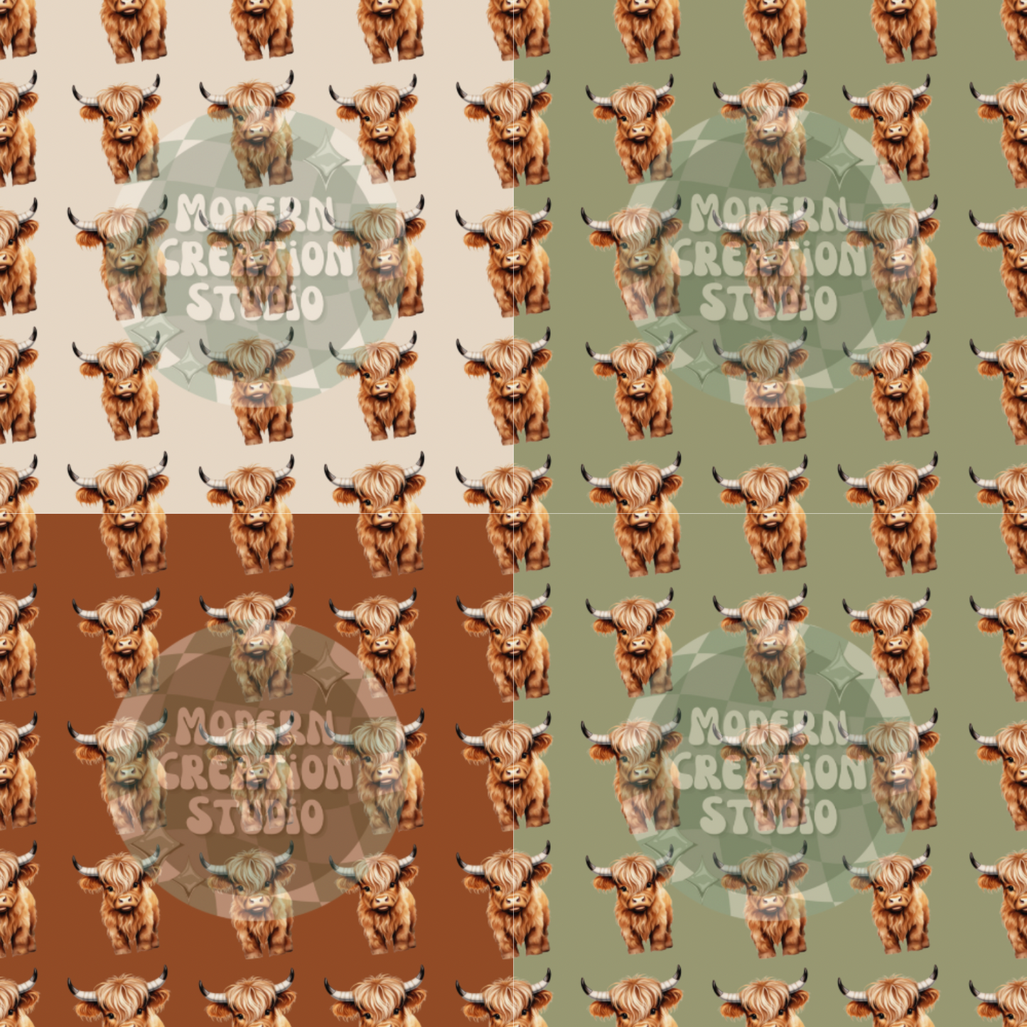 Realistic Highland Cow Seamless File