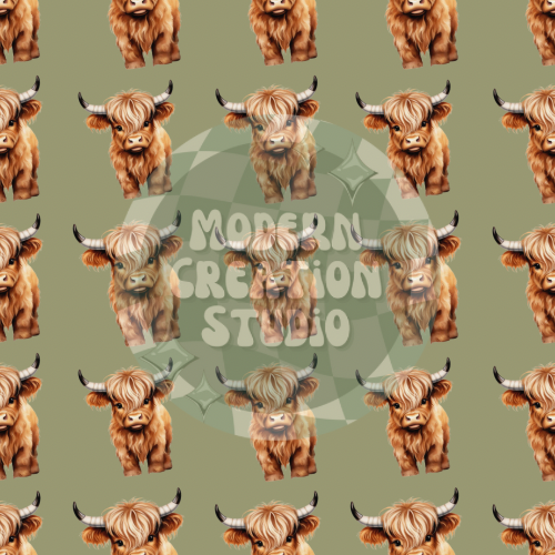 Realistic Highland Cow Seamless File