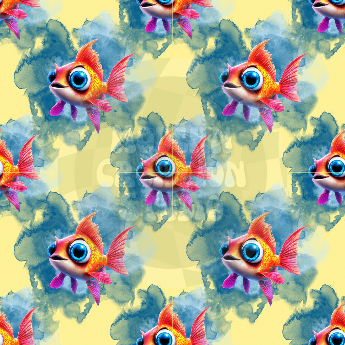 Yellow background Fish Seamless File