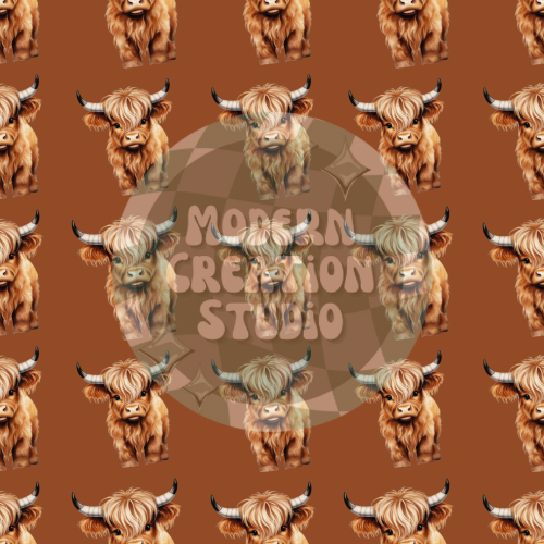 Realistic Highland Cow Seamless File