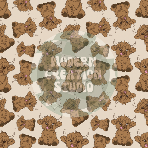Cartoon Highland Cow Seamless File
