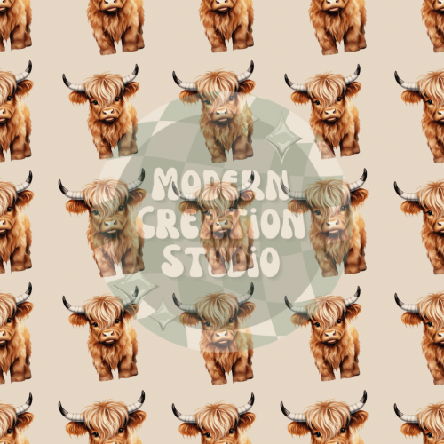 Realistic Highland Cow Seamless File