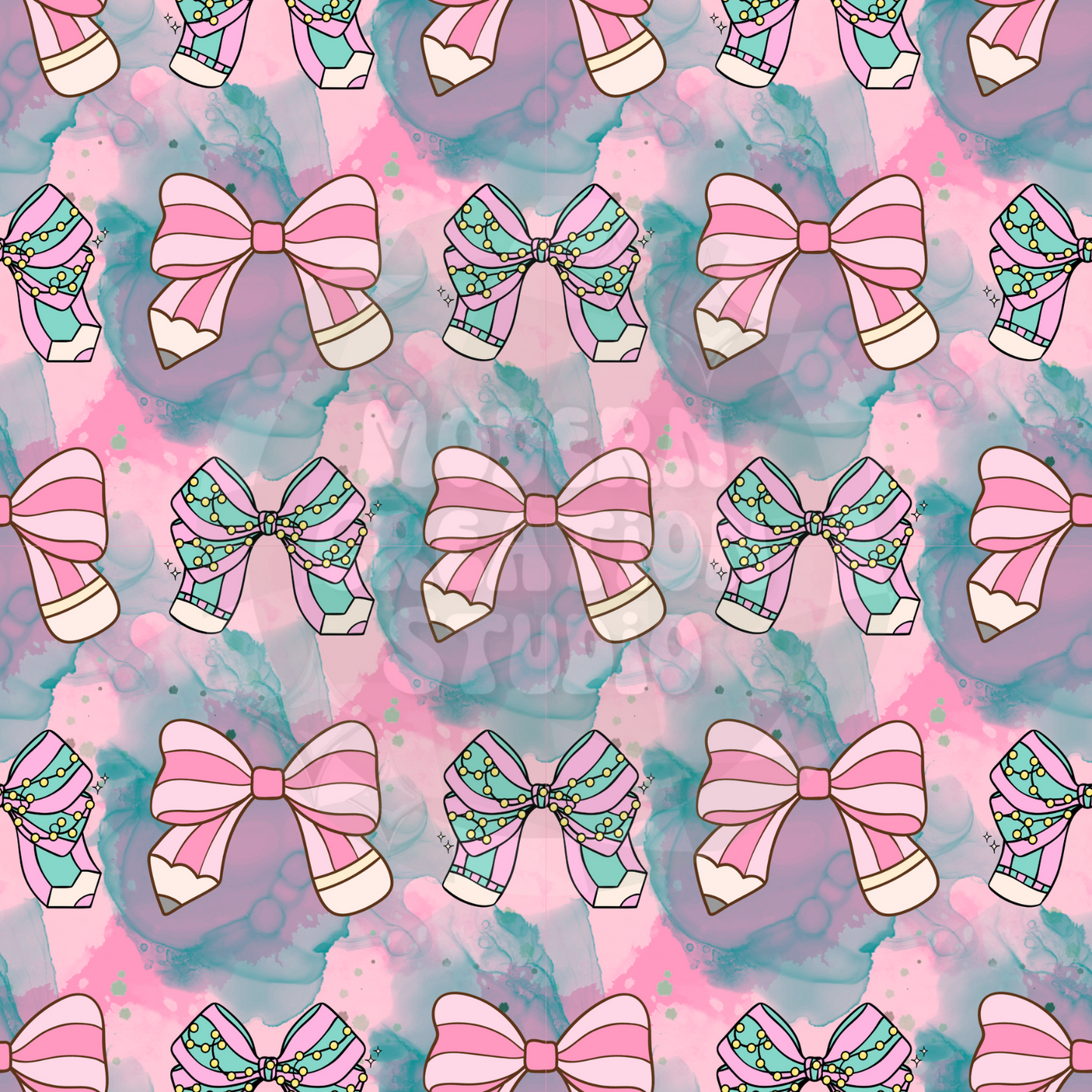 Back To School Pencil Bows Seamless File