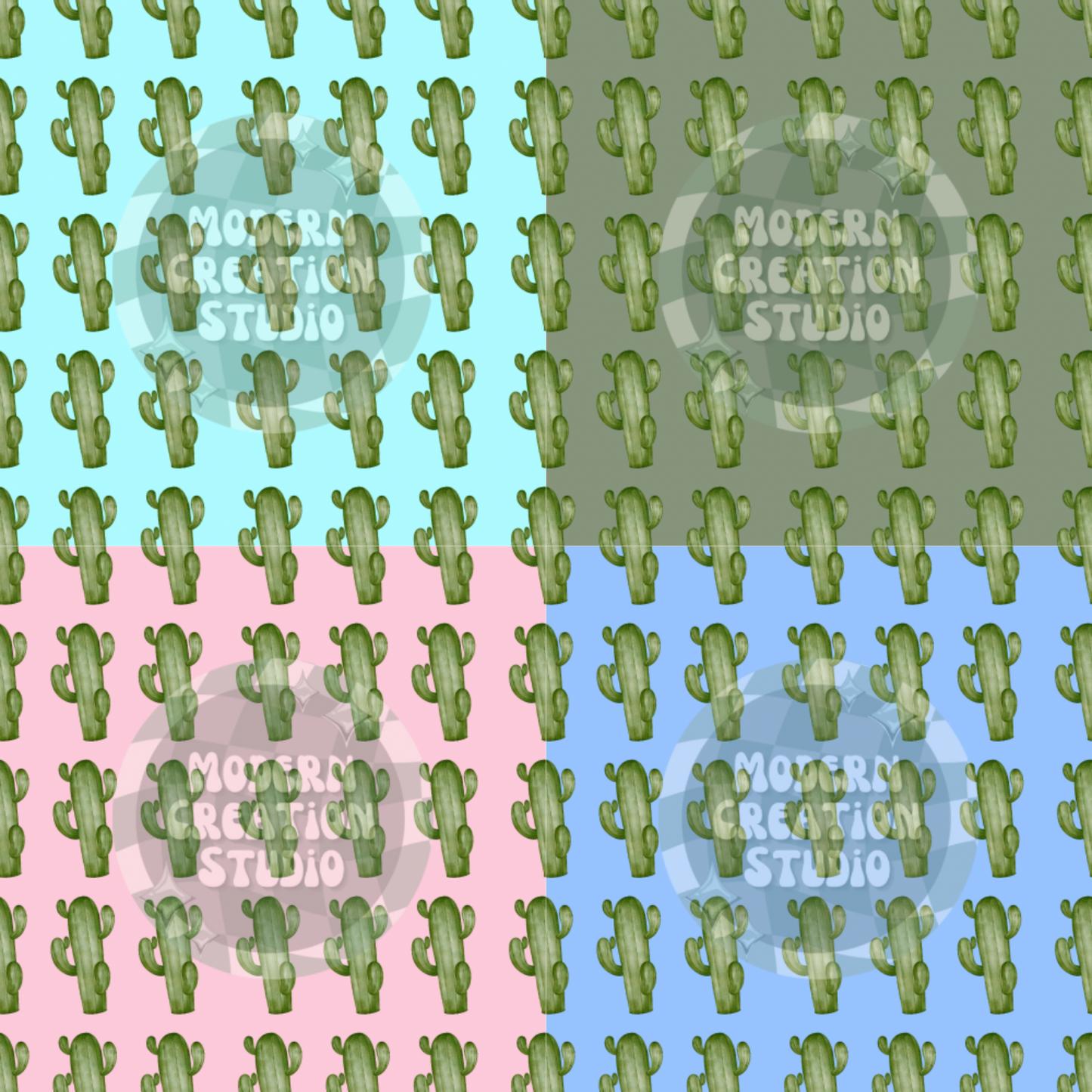 Watercolor Cactus Seamless File