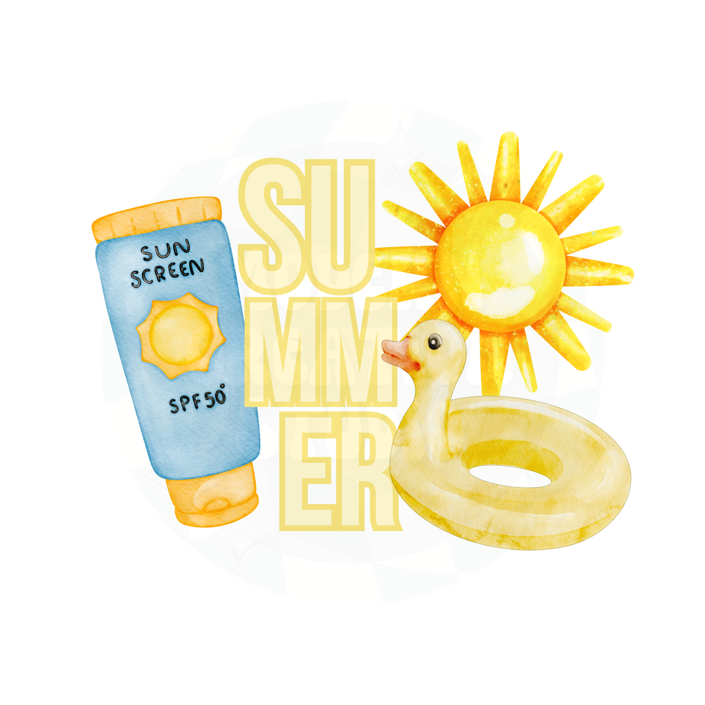 SUMMER sunscreen and duck PNG File