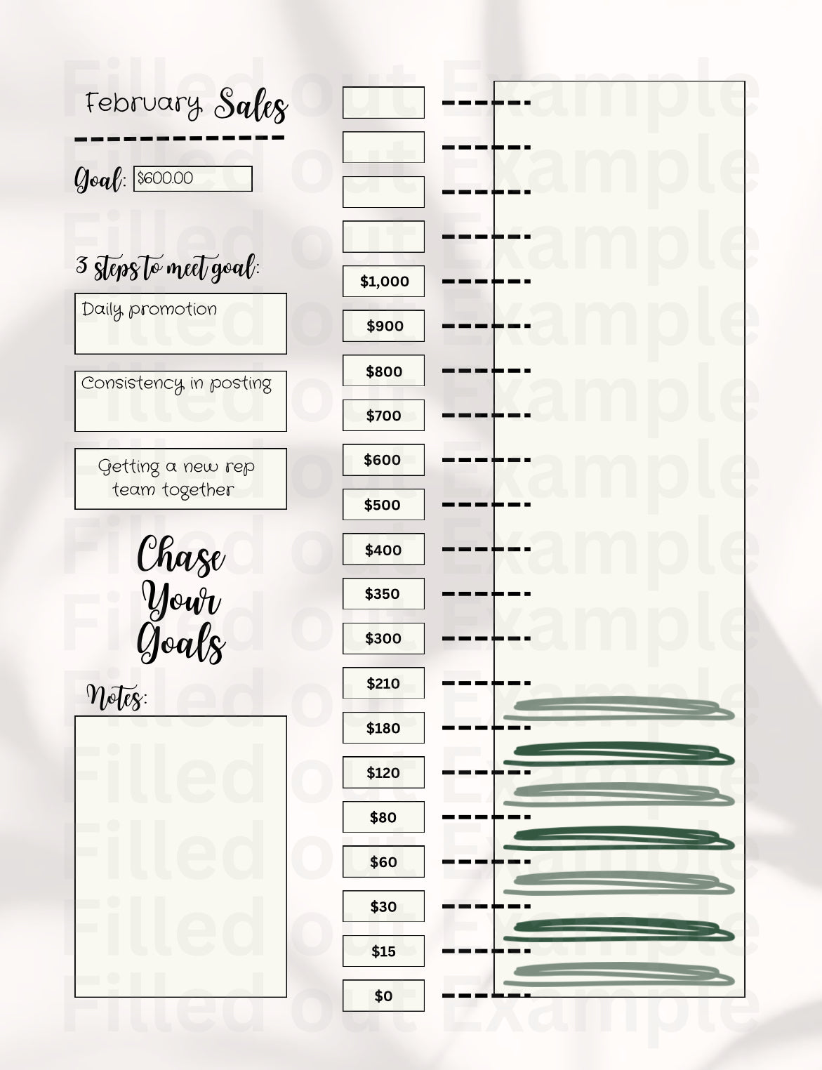 Monthly Sales Goal Digital Template