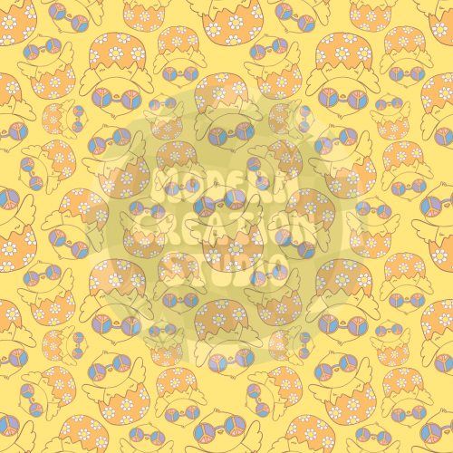 Yellow Groovy Easter Chicks Seamless File