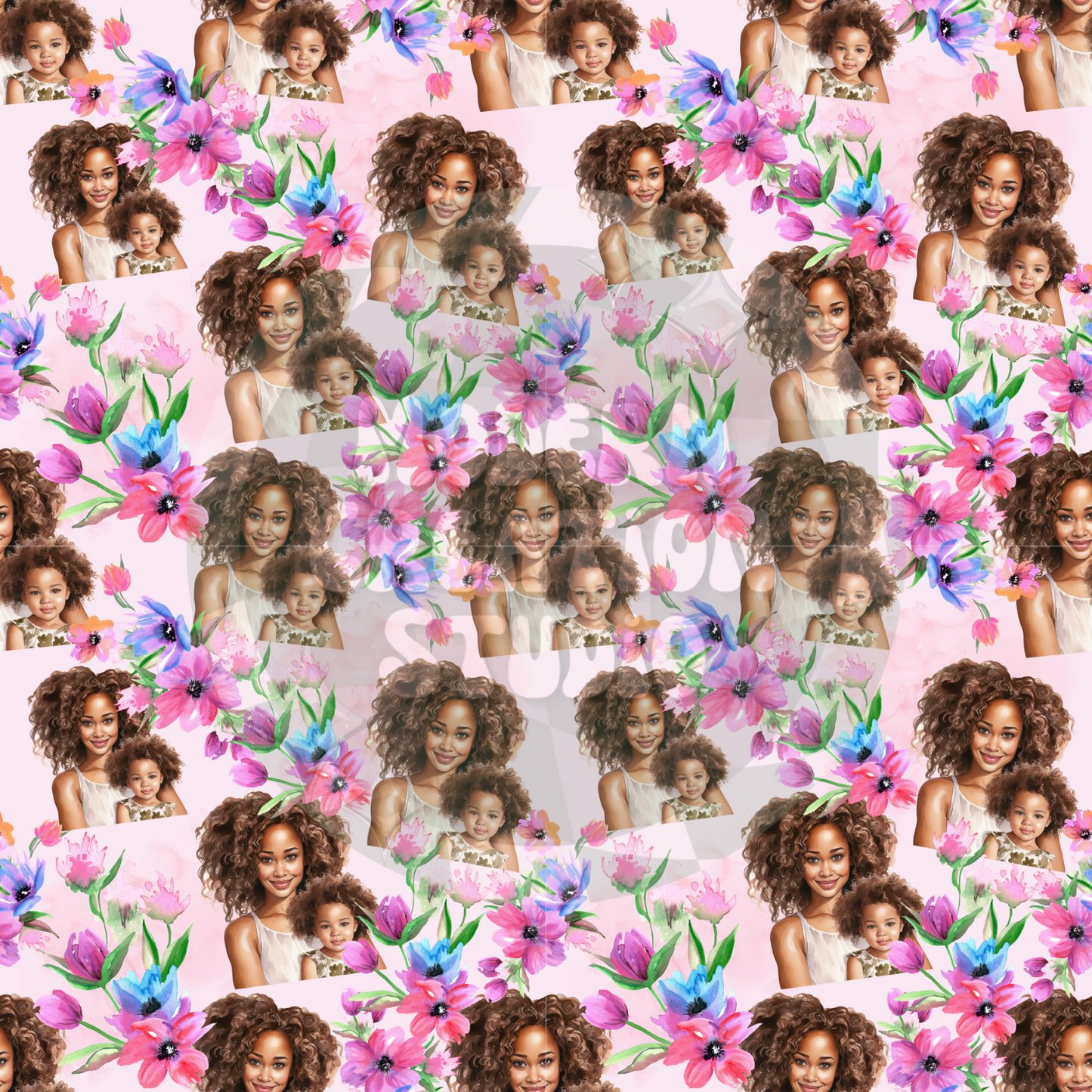 Mama and Daughter Multicolor Flower Seamless File