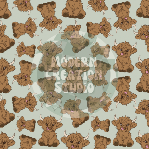 Cartoon Highland Cow Seamless File