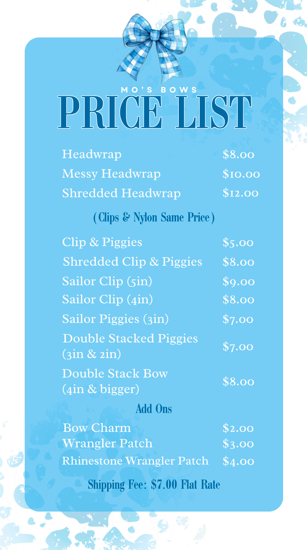 Custom Price List