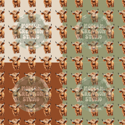 Realistic Highland Cow Seamless File