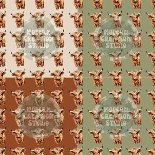 Realistic Highland Cow Seamless File