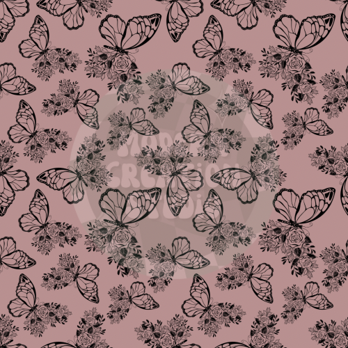 Muted Pink/Brown Floral Butterfly Seamless File