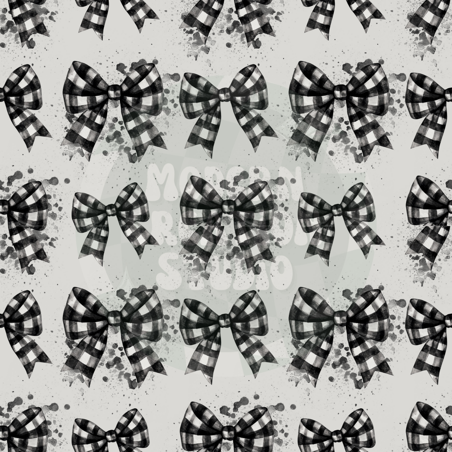 Black and White Plaid Splatter Coquette Bow Seamless File