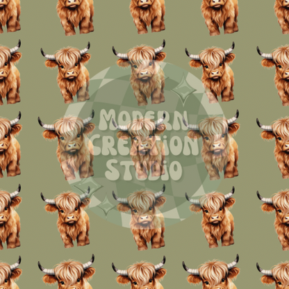Realistic Highland Cow Seamless File