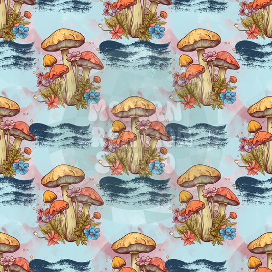 Teal Groovy Muchroom Seamless File