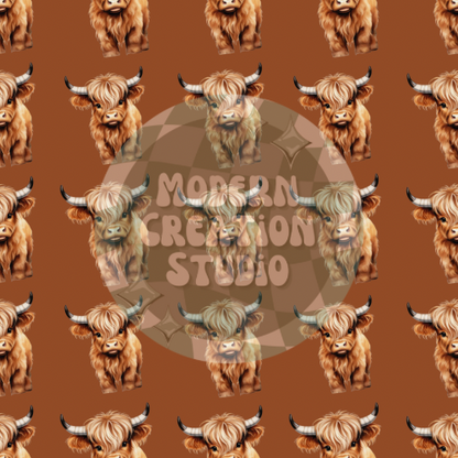 Realistic Highland Cow Seamless File