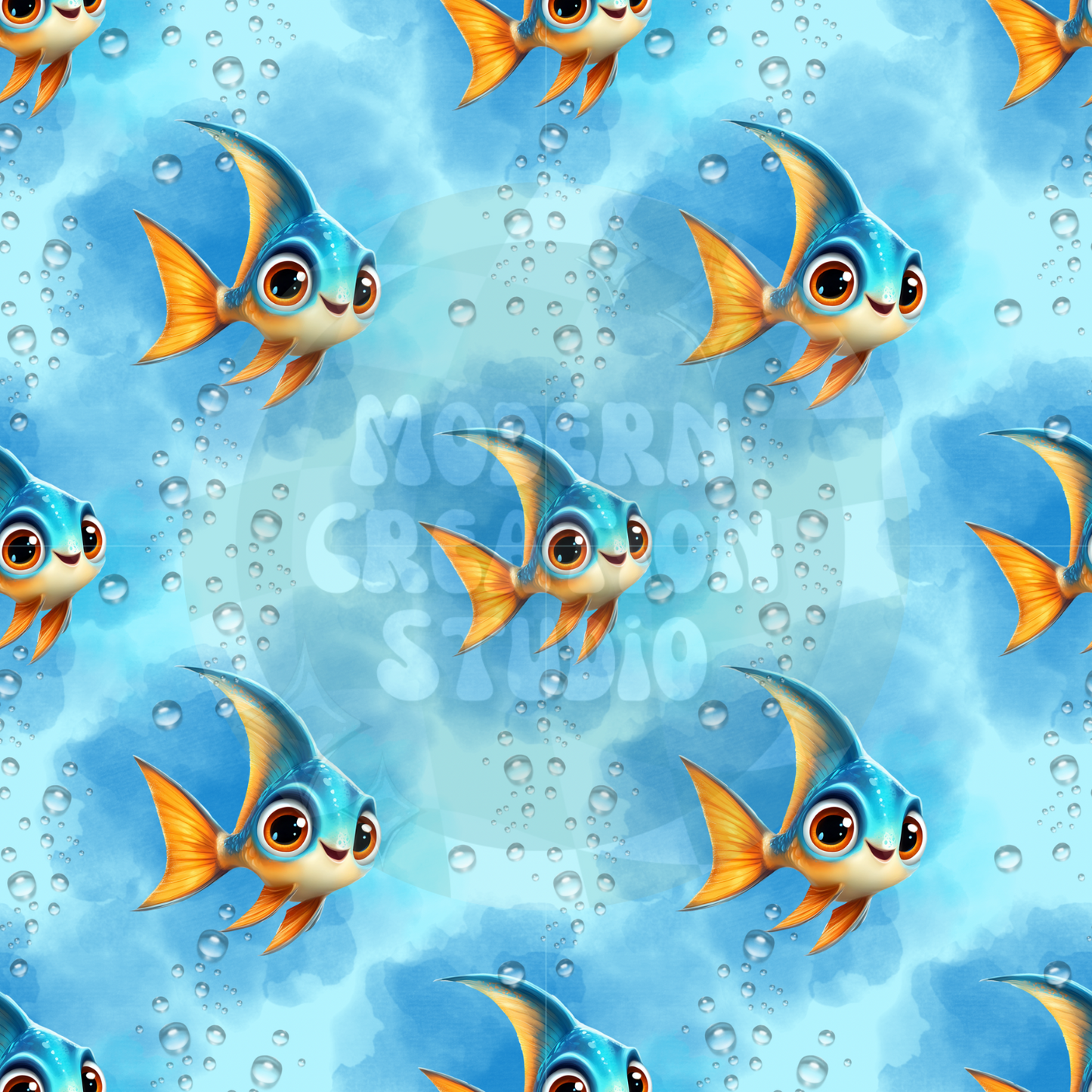 Blue Bubble Fish Seamless File
