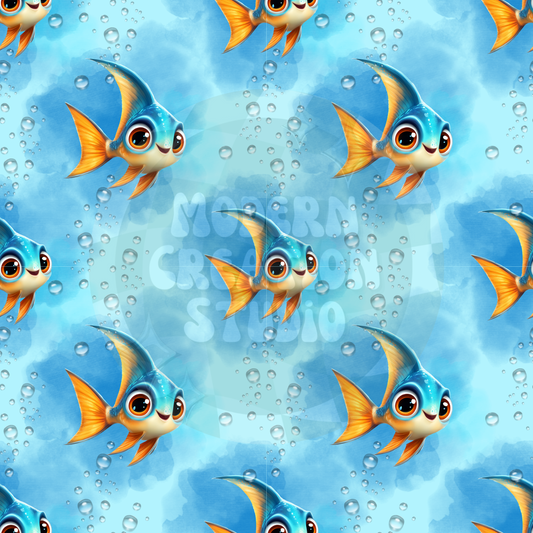 Blue Bubble Fish Seamless File