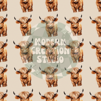 Realistic Highland Cow Seamless File