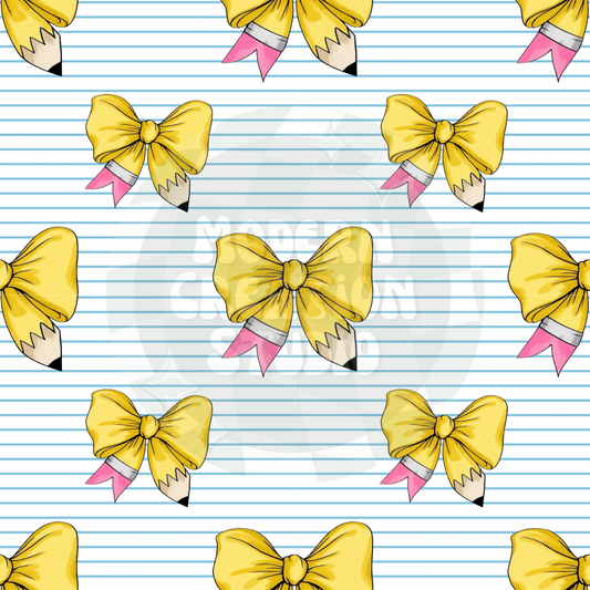 Back To School Pencil Bow Seamless Files
