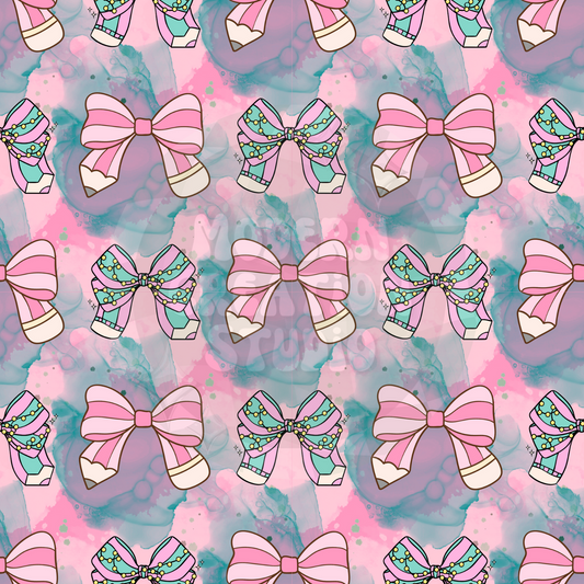 Back To School Pencil Bows Seamless File