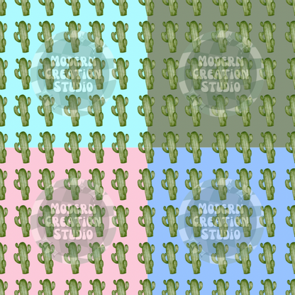 Watercolor Cactus Seamless File
