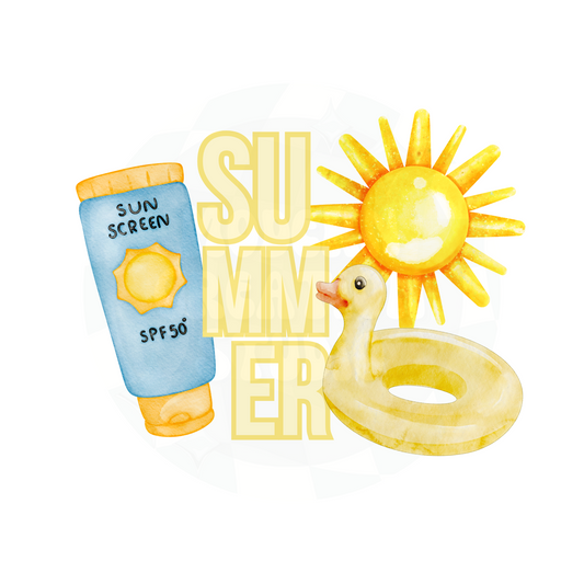SUMMER sunscreen and duck PNG File