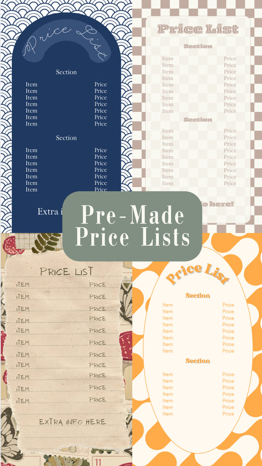 Pre-Made Price lists