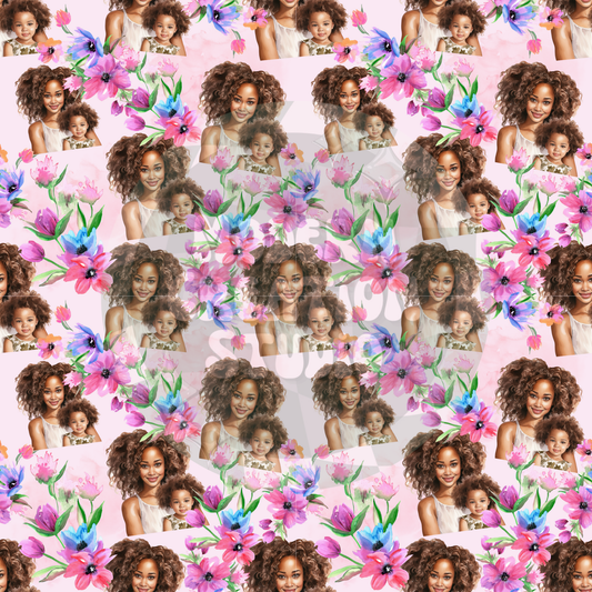Mama and Daughter Multicolor Flower Seamless File