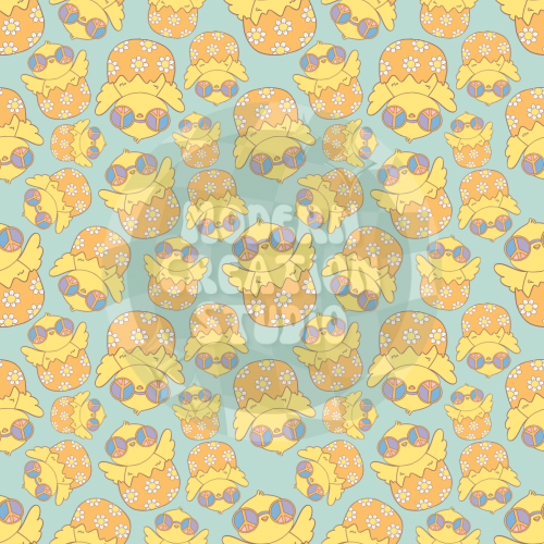 Blue Groovy Easter Chicks Seamless File