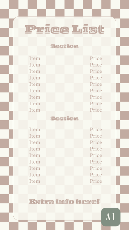 Pre-Made Price lists