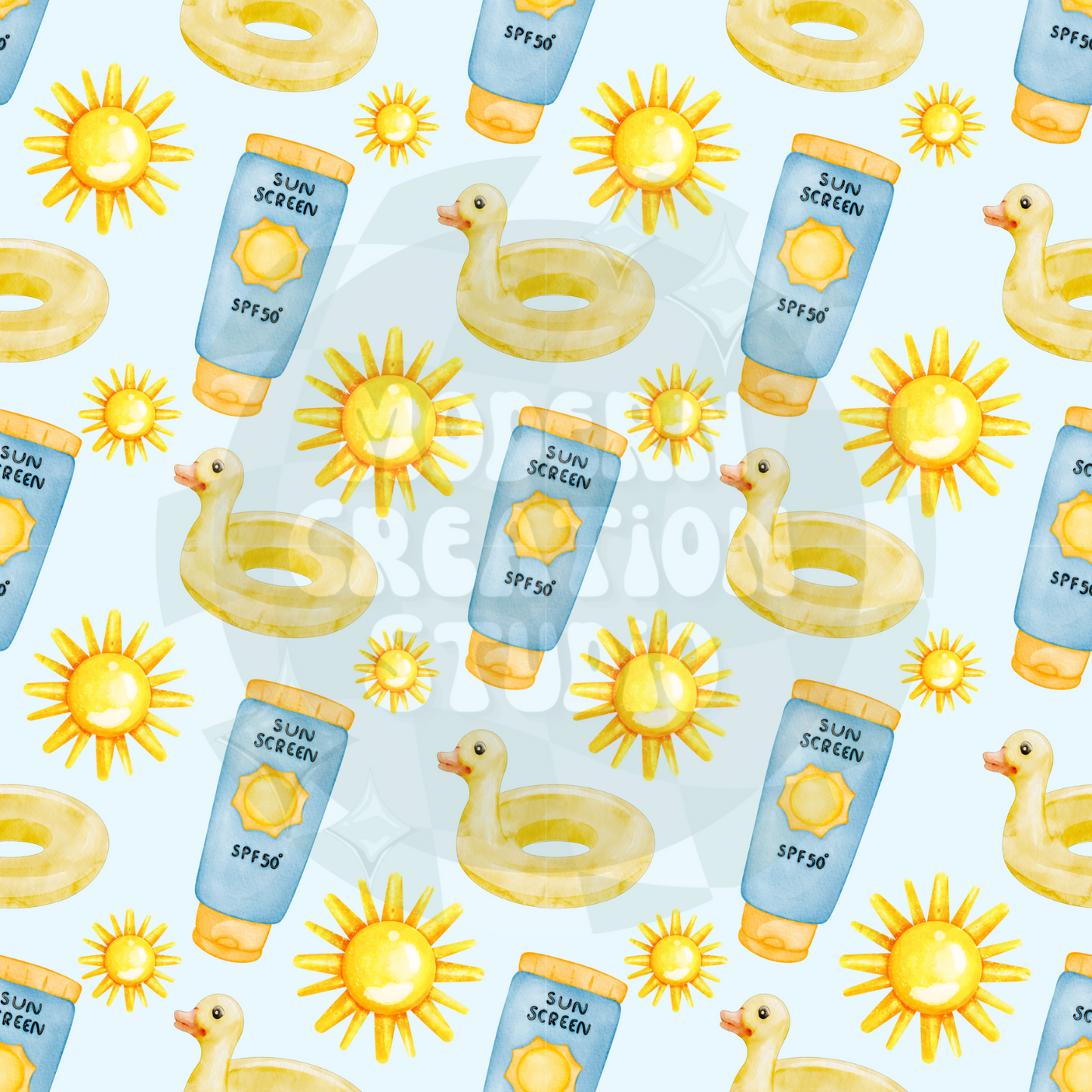 Sunscreen and Ducks Summer seamless file