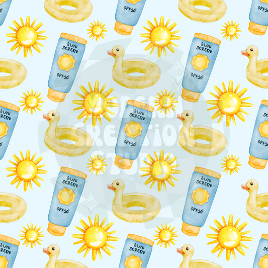Sunscreen and Ducks Summer seamless file