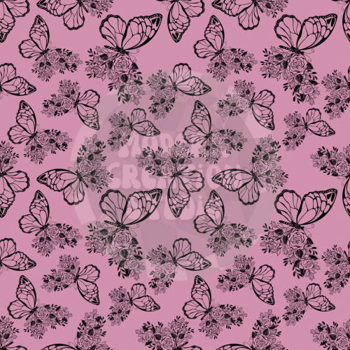 Dark Blush Pink Floral Butterfly Seamless File