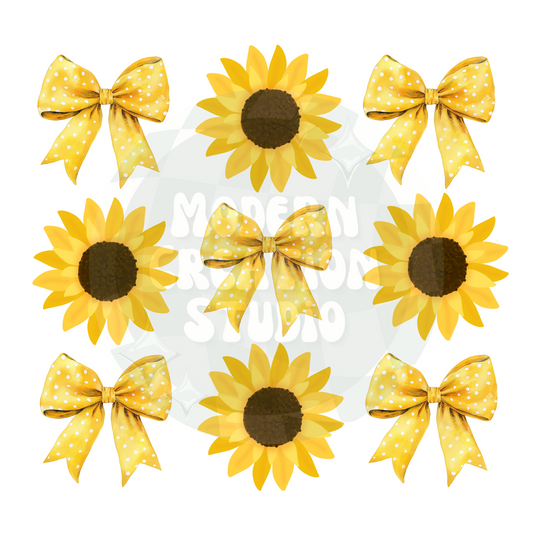 Sunflower Coquette Bow PNG File