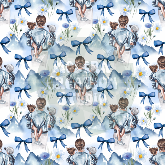 Mom of both blue bow Seamless File