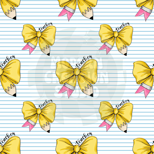 Back To School Teacher Pencil Bow Seamless File