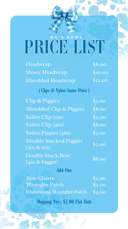 Custom Price List