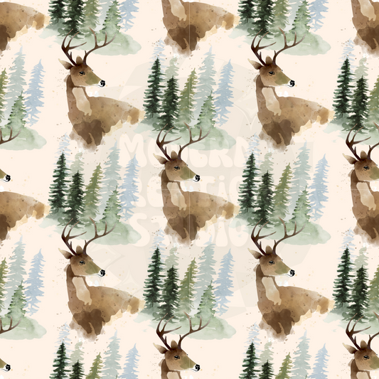 Deer in the woods seamless file